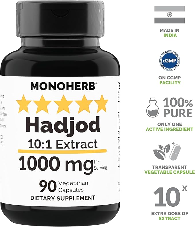 Hadjod Extract 1000 mg - 90 Capsules - Cissus Quadrangularis