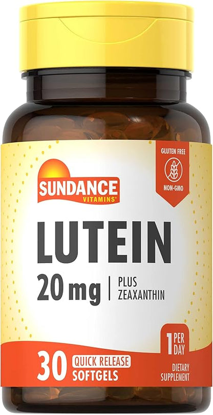 Sundance Lutein 20mg | 30 Softgels | with Zeaxanthin | Non-GMO and Gluten Free Supplement