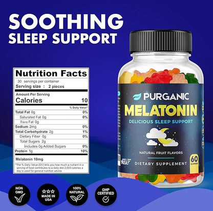(2-Pack) Melatonin Gummies for Kids & Adults - Sleep Aid Gummy Vitamins - 5mg or 10mg Dose - Natural Assorted Fruit Flavor Supplement - Healthy Restful Deep Sleep Cycles - 120 Gummies