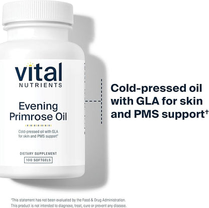 Vital Nutrients Evening Primrose Oil 1000mg | Primrose Supplement for Women | GLA Omega-6 Fatty Acid for Skin and PMS Support* | Gluten, Dairy, Soy Free | Non-GMO | 100 Softgels