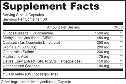 LIVELY VITAMIN CO. Joint Jive - Lubricate Joints (Knee, Ankle, Neck, Shoulder, Back) - Collagen - Glucosamine - MSM - Quercetin - Chondroitin - Devils Claw - Shellfish-Free Formula - 120 Count