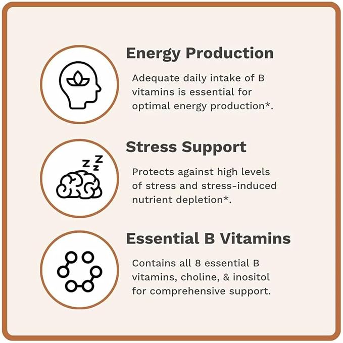 Vitamin B Complex | Contains All 8 Essential B Vitamins | with Choline and Inositol | 60 Capsules