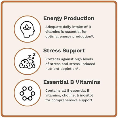 Vitamin B Complex | Contains All 8 Essential B Vitamins | with Choline and Inositol | 60 Capsules
