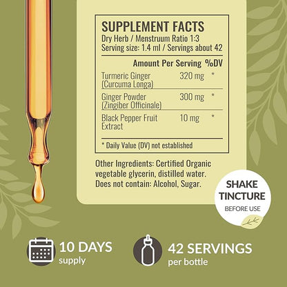 HERBAMAMA Liquid Drops Kit - Bundle of Turmeric Ginger Extract and Mullein Leaf Tincture 2 fl oz - Vegan, Non-GMO, Sugar & Alcohol-Free - 2 Pack
