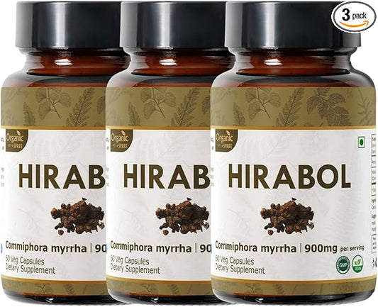 HIRABOL 60 Capsules | Commiphora myrrha (Hirabol) | 900mg per Serving | Natural 60 Capsules - Pack of 3