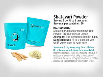 DR WAKDE'S Organic Shatavari Powder (Asparagus racemosa) - 500g (1.1lb) | Pure, Raw & Dried Powder | Ayurvedic Herb | Vegan | Nothing Added, Nothing Removed | Same Day Dispatch