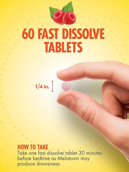Sundance Melatonin 5mg Fast Dissolve Tablets | 60 Count | Natural Berry Flavor | Vegetarian, Non-GMO, and Gluten Free Supplement