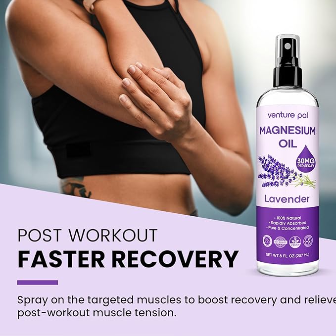 Venture Pal Magnesium Oil Spray Set,100% Pure Magnesium Oil Spray Big 8 oz