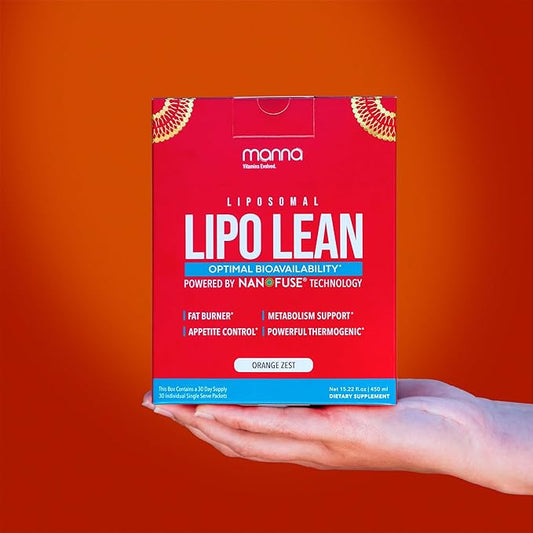 Manna Liposomal Lipo Lean – Thermogenic Fat Burner & Appetite Suppressant – Weight Loss Support for Women & Men – Liposomal Absorption CLA, Carnitine, Green Tea, 30 Single-Serve Packets