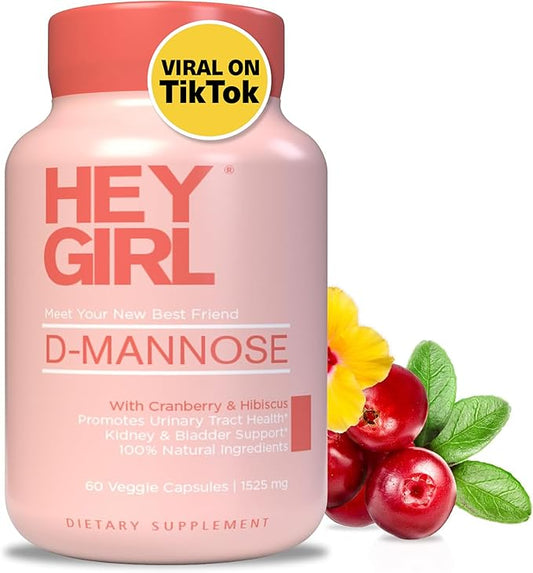 D Mannose Capsules - Fast-Acting UTI Supplement - Cleanse & Flush Impurities - with Natural D-Mannose Powder, Cranberry, Hibiscus & Dandelion - Alternative to Cranberry for Women, 60 Capsules