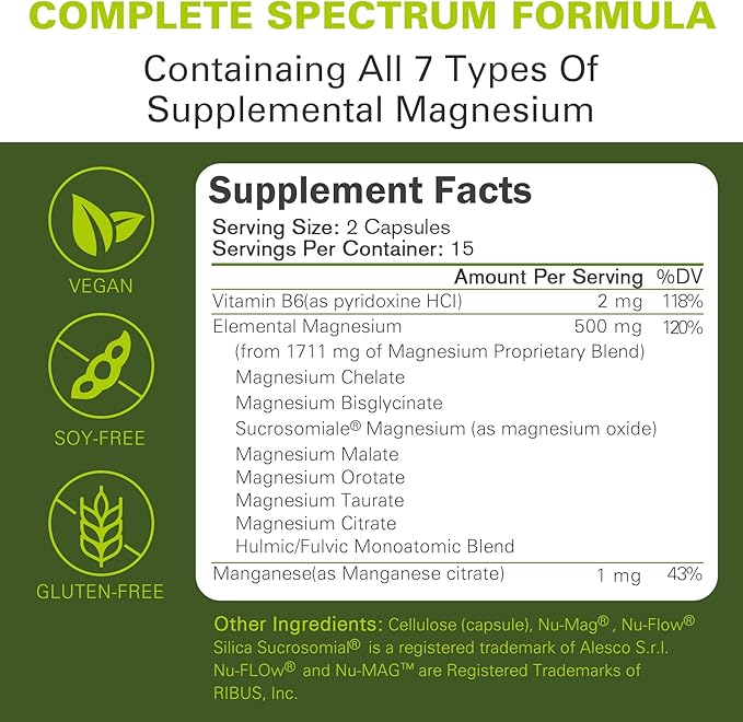 Magnesium Breakthrough 4.0 Supplement – Contains 7 Forms of Magnesium: Glycinate, Malate, Citrate, and More – Natural Sleep and Brain Health Support – 30 Capsules