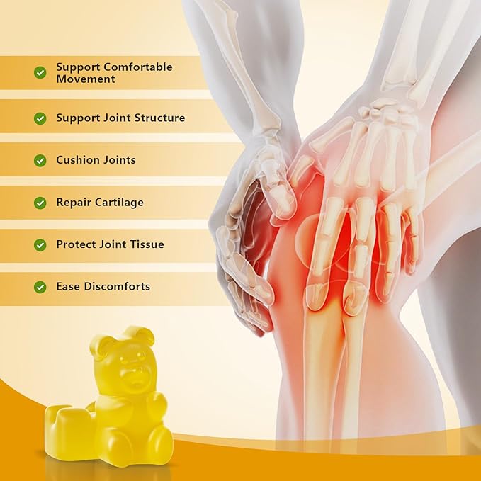 Sugar Free Glucosamine Chondroitin Gummies, Extra Strength 1500mg Glucosamine with Chondroitin MSM & Elderberry & Turmeric, Joint Support Supplement for Men & Women Move Free Joint Health