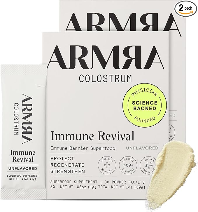 ARMRA Colostrum™ Premium Powder, Grass Fed, Gut Health Bloating Immunity Skin & Hair, Contains 400+ Bioactive Nutrients, Potent Bioavailable, Keto, Gluten & Fat Free (Unflavored | 60 Servings)