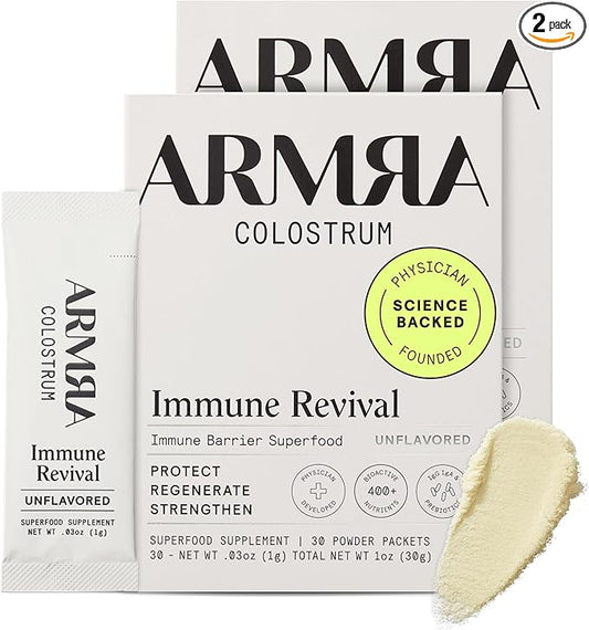 ARMRA Colostrum™ Premium Powder, Grass Fed, Gut Health Bloating Immunity Skin & Hair, Contains 400+ Bioactive Nutrients, Potent Bioavailable, Keto, Gluten & Fat Free (Unflavored | 60 Servings)