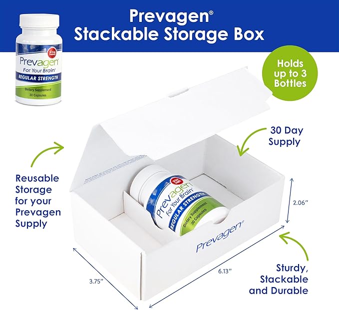Prevagen Regular Strength 10mg, 30 Capsules |1 Pack| with Apoaequorin & Vitamin D with Attractive and Stackable Prevagen Storage Box