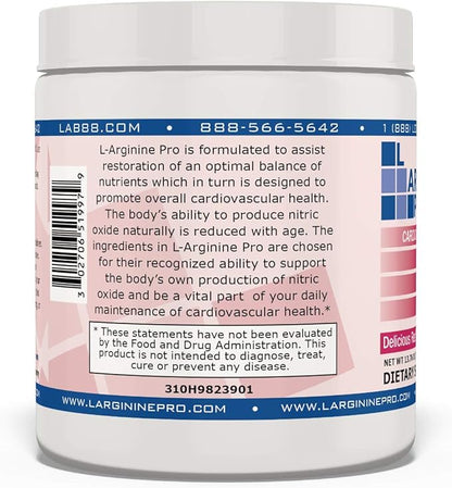 L-ARGININE PRO | 5,500mg L-Arginine Plus L-Citrulline 1,100mg Raspberry & Orange Powder Drink Mix Supplement for Increased Nitric Oxide Production