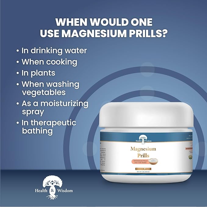 Health and Wisdom Magnesium Prills - Structured Water Devices, Magnesium Laundry Beads, Topical Magnesium, Precious Mineral, Magnesium Water, Deionized Water, Magnesium Soak - 16 Ounces