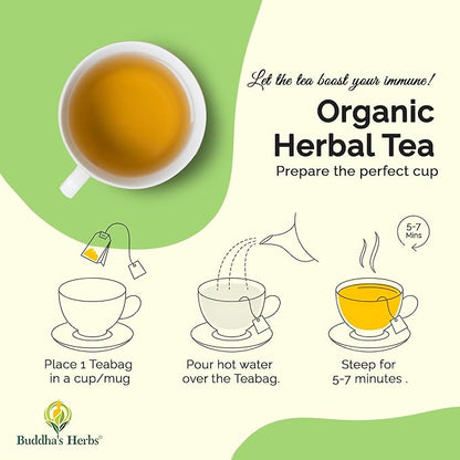 Premium Echinacea Tea with Zinc (Pack of 4, 88 Tea Bags) - Decaffeinated Healthy Tea for Immune Health - Organic Herbal Tea Bags w/Natural Ingredients - Ideal Tea Gifts for Tea Lovers