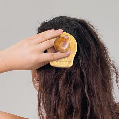Sugarbear Bamboo Scalp Massager & Scrubber + Vegan Hair Vitamin Gummies 6 Month Supply, Extra Strength Biotin 6000mcg for Relaxing Scalp Care & Supporting Healthy Hair