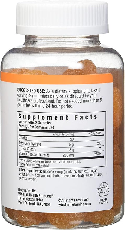 NutritionWorks Vitamin C 250 mg Gummies, Supports Immune Health, Packed with Potent Antioxidants, 60 Gummies