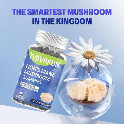 Lion's Mane Mushroom Gummies – 1000mg for Focus & Cognitive Support, Vegetarian & Gluten-Free, Mixed Berry Flavor, 60 Count