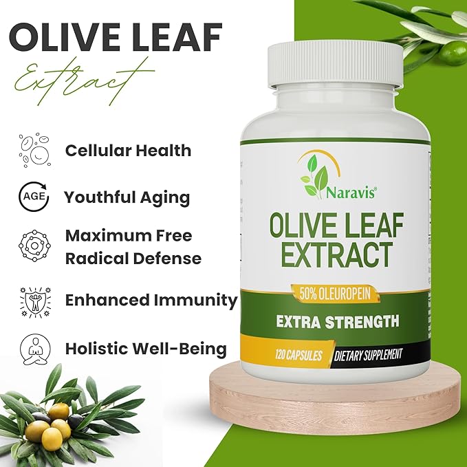 Olive Leaf Extract - 4-Month Supply - 50% Oleuropein Highest Concentration