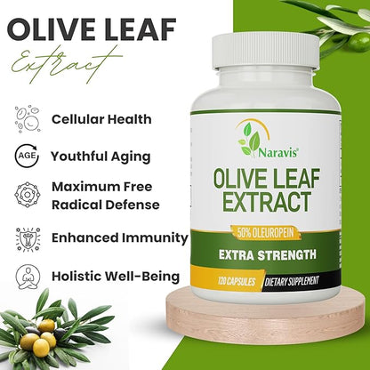 Olive Leaf Extract - 4-Month Supply - 50% Oleuropein Highest Concentration