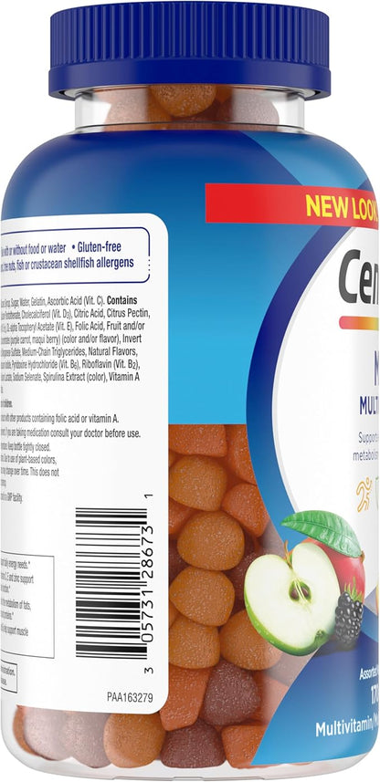 Centrum MultiGummies Gummy Multivitamin for Men, Multivitamin/Multimineral Supplement with Selenium, Antioxidants and Vitamin D3, Assorted Fruit Flavor - 170 Count