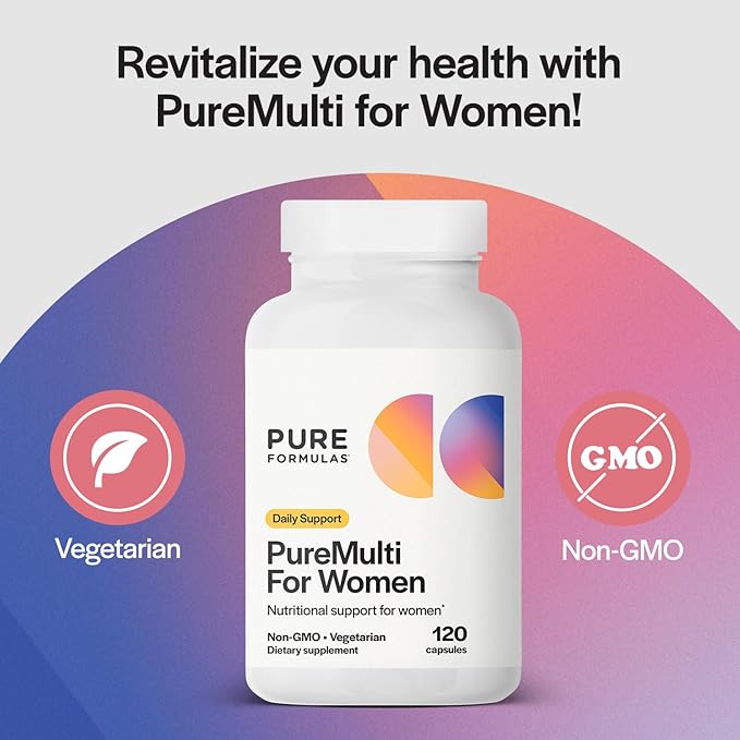 PureFormulas PureMulti for Women - Comprehensive Multivitamin for Women with Essential Nutrients and Herbal Support Womens Daily Multivitamins for Nutritional Support Non-GMO - 120 Capsules