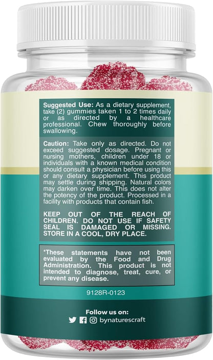 Extra Strength Calm Magnesium Gummies for Adults - Relaxing Magnesium Citrate Gummies with Elemental Mag - Sleep Aid Soft Chews Raspberry Flavored - Body & Mind Relaxation - 60 Count