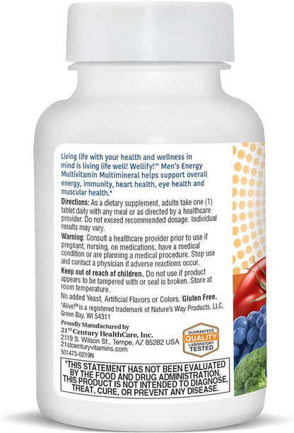 21st Century Wellify Men's Energy Multivitamins with Minerals, 65 Count (Pack of 2)