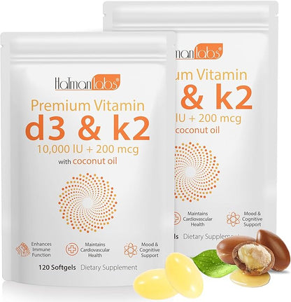 Vitamin D3 K2,D3 K2 Vitamin Supplement,Vitamin D3 and K2,D3 K2 Vitamin Supplement,Replenish Vitamin D3 K2 Coconut Oil Softgels (240)