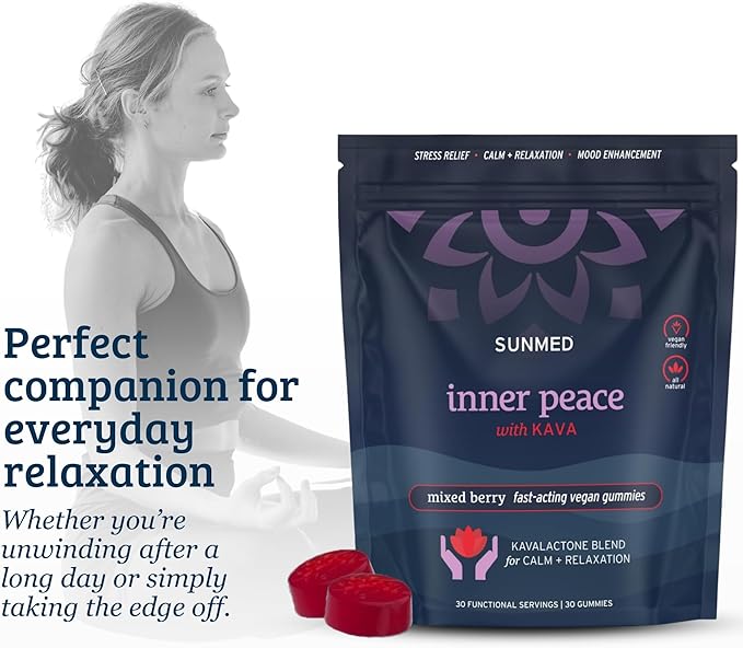 Kava Gummies for Stress Relief & Deep Calm – 100mg Kavalactones per Serving – Vegan, Pacific Island Root Extract | Mixed Berry Flavor, 30 Count