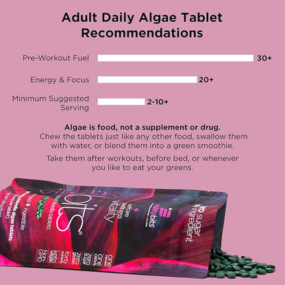VITALITYbits - Organic Blended Spirulina & Chlorella Tablets - Algae Superfood - Energy, Self Care, Beauty - Replace Greens, Supplements, Protein, Snacks - Vegan, Keto, Gluten Free - 1000 Tablets Bag