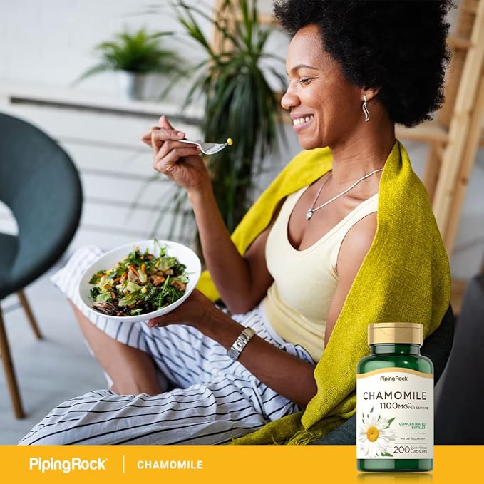 Piping Rock Chamomile Supplement | 1100mg | 200 Capsules | Flower Extract | Gluten Free, Non-GMO