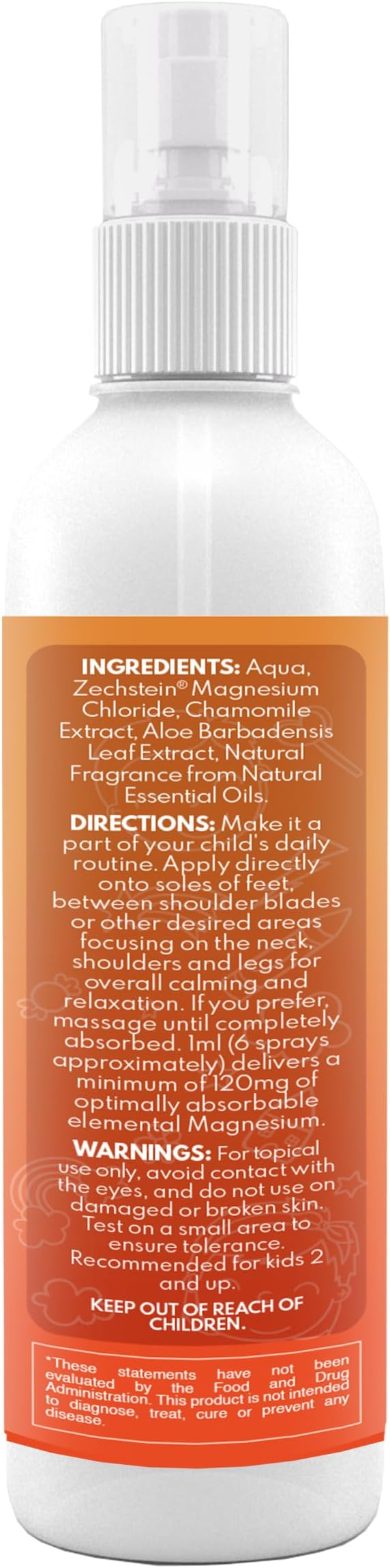 VAL Magnesium Oil Spray for Kids | Relaxation for Daytime & Bedtime | Calm & Mood Support | Zechstein Magnesium Chloride, Chamomile, Aloe & Essential Oils | No Itch, Fast-Absorbing | USA Made | 4oz