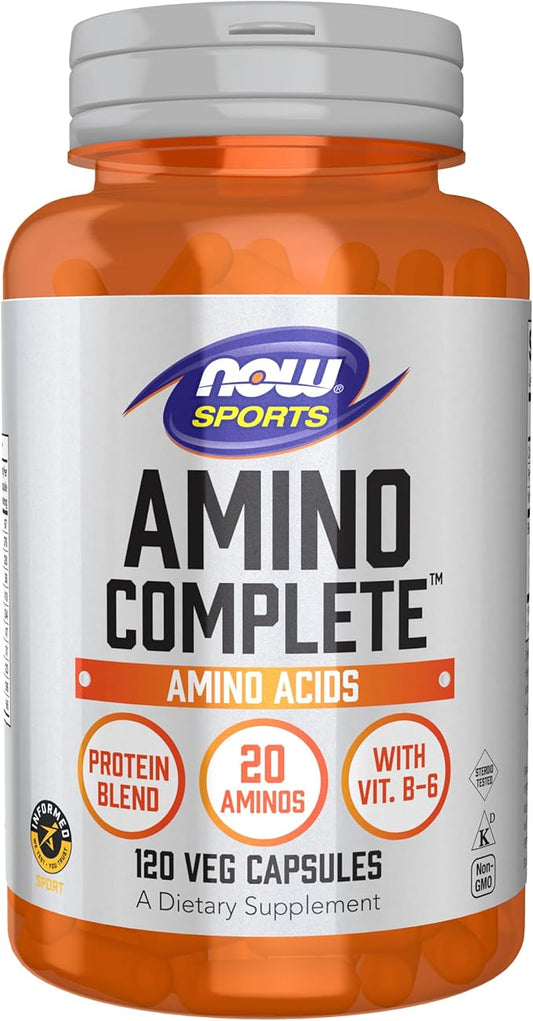 NOW Sports Nutrition, Amino Complete™, Protein Blend With 21 Aminos and B-6, 120 Veg Capsules