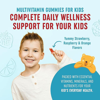 Kids Multivitamin Gummies | Vitamins A, B, C, D & Zinc for Immunity, Growth & Development | Daily Multivitamins for Children Ages 2+ | Non-GMO, Third-Party Tested Mixed Fruit Supplement | 60 Gummies