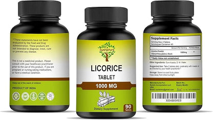 1000 mg Licorice Chewable Tablets | Digestive Support & Relief for Men & Women | Herbal Supplement for Heartburn and Upset Stomach | Non-GMO, Gluten Free | 90 Tablets, 45 Days Supply