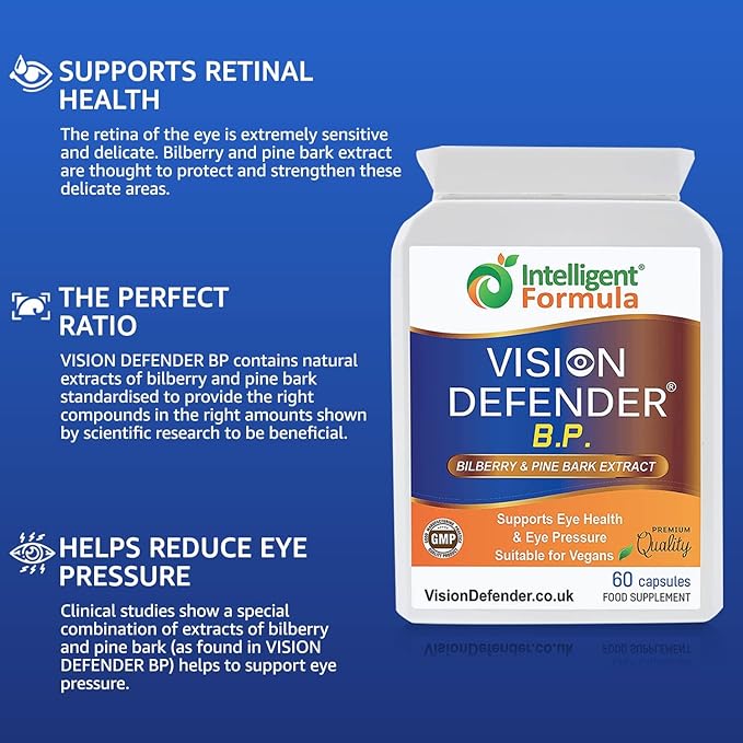 Vision Defender BP and Vision Defender Omega Eye Care Bundle – Eye Supplements to Support Eye Health with Bilberry, Pine Bark, Omega-3 Fish Oil (EPA, DHA), Vitamin E. Made in UK by Eye Specialists