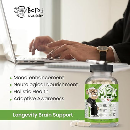 Bored Nutrition M2K: Magtein Magnesium L-threonate & Ashwagandha Supplement - 1500mg Magtein, 300mg KSM-66, Plus 200mg Magnesium