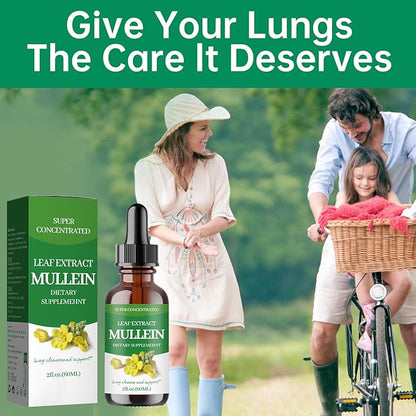 Mullein Drops for Lungs,Mullein Leaf Extract - Support Lung Cleanse - Organic Natural Supplement for Adult, Tincture Drops | Non-GMO, Vegetarian Healthy Lifestyle-(2Pack)