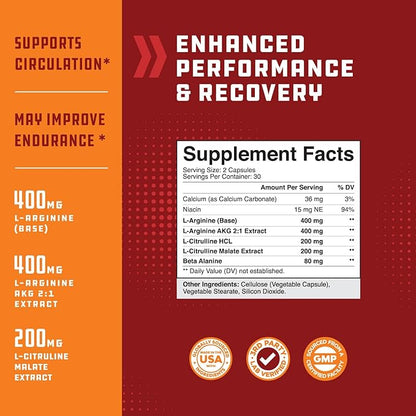 Natures Craft Energizing Nitric Oxide Supplement for Men - Nitric Oxide Pills for Men with L-Arginine L-Citrulline Amino Acids for Intense Muscle Growth, Intense Energy, and Smooth Recovery