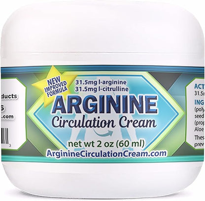 Arginine Circulation Cream 2 oz - Menthol, L Arginine & L Citrulline Lotion - Supports Healthy Leg & Body Blood Flow - Whole Family Products