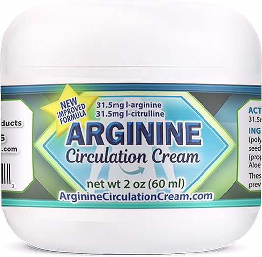 Arginine Circulation Cream 2 oz - Menthol, L Arginine & L Citrulline Lotion - Supports Healthy Leg & Body Blood Flow - Whole Family Products