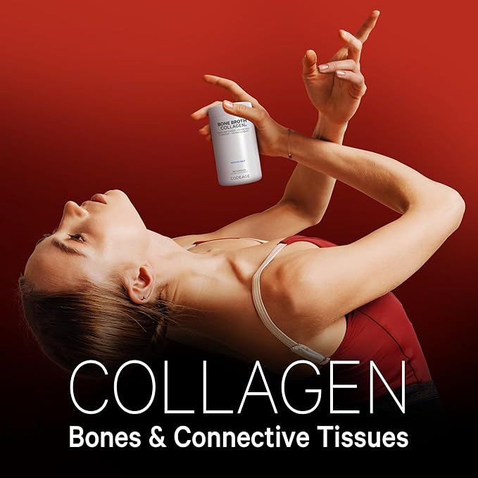Codeage Organic Bone Broth Collagen Peptides Capsules Supplement, Grass Fed Beef Bone Broth, Free-Range Chicken Bone Broth, Turmeric & Ashwagandha - Collagen Types I, II, III - Non-GMO - 180 Capsules
