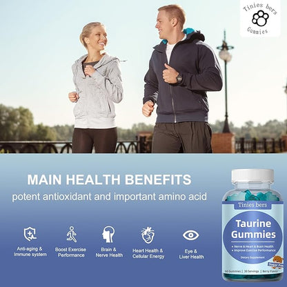 Taurine Gummies 1000mg, Cod Liver Oil Gummies 1000mg, Sugar Free for Adults and Kids, Amino acids, Omega-3s & Vitamin A&D for Cognitive, Heart & Eye Health, Boost Immune
