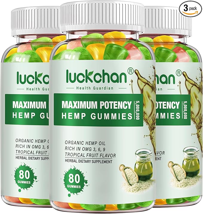 (3 Packs) Hemp Gummies High Potency - Pure Extra Strength Organic Hemp Oil Gummies - 100% Natural Bear Hemp Gummy for Adults