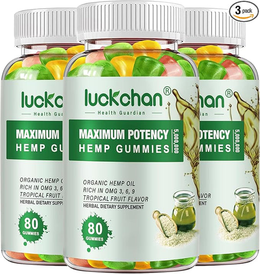 (3 Packs) Hemp Gummies High Potency - Pure Extra Strength Organic Hemp Oil Gummies - 100% Natural Bear Hemp Gummy for Adults