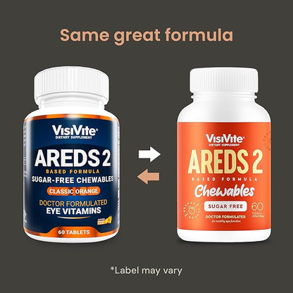 AREDS 2 Sugar-Free Eye Vitamins - Alternative to Lutein Gummies for Eyes - Lutein for Eye Health - Premium Sugar-Free Eye Vitamins - Eye Care Supplements for Adults (Chewable Tablets)